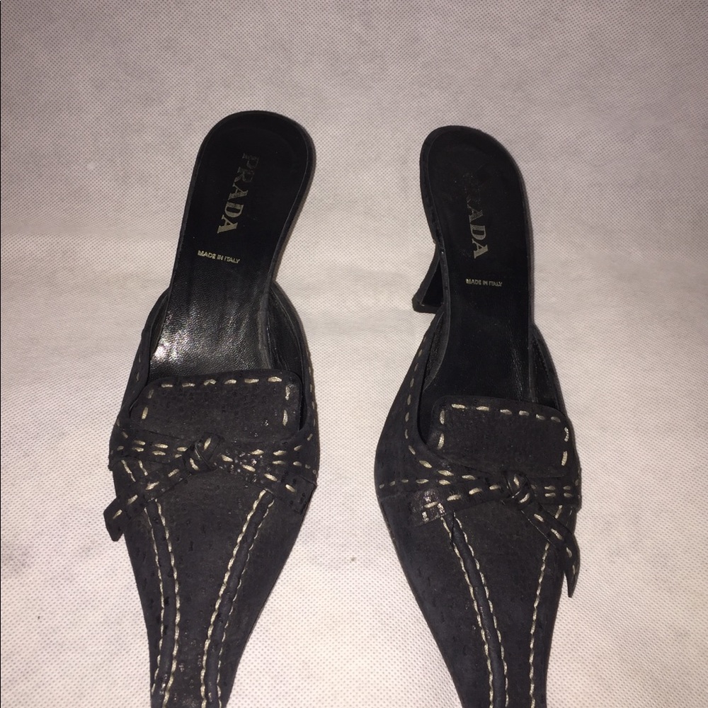 Prada Black Suede Mule/Slide - Picture 3 of 8